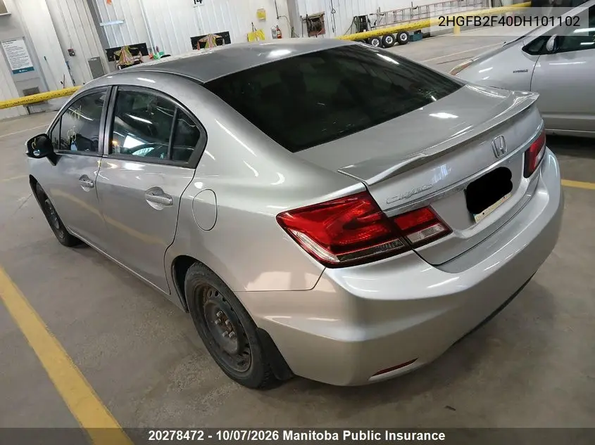 2013 HONDA CIVIC VIN 2HGFB2F40DH101102 — фото 4