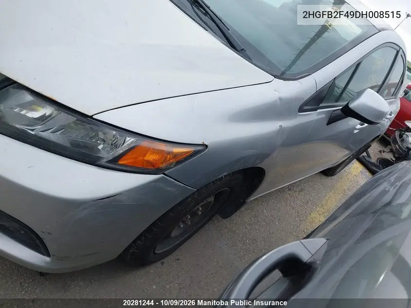 2013 HONDA CIVIC VIN 2HGFB2F49DH008515 — фото 2