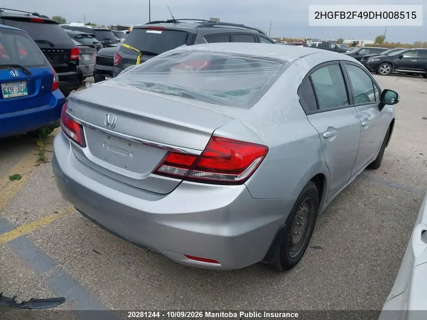 2013 HONDA CIVIC VIN 2HGFB2F49DH008515 — фото 4