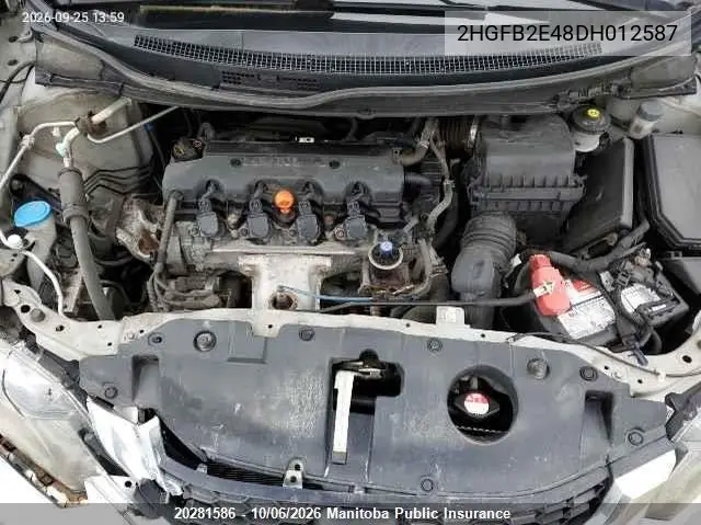 2013 HONDA CIVIC VIN 2HGFB2E48DH012587 — фото 10