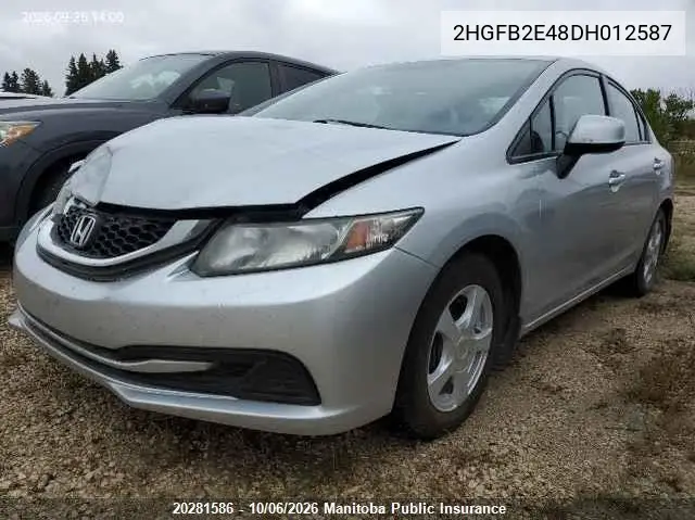 2013 HONDA CIVIC VIN 2HGFB2E48DH012587 — фото 3
