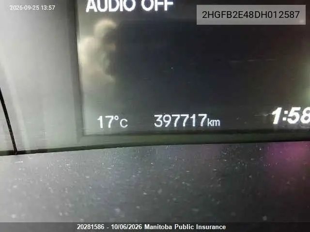 2013 HONDA CIVIC VIN 2HGFB2E48DH012587 — фото 7