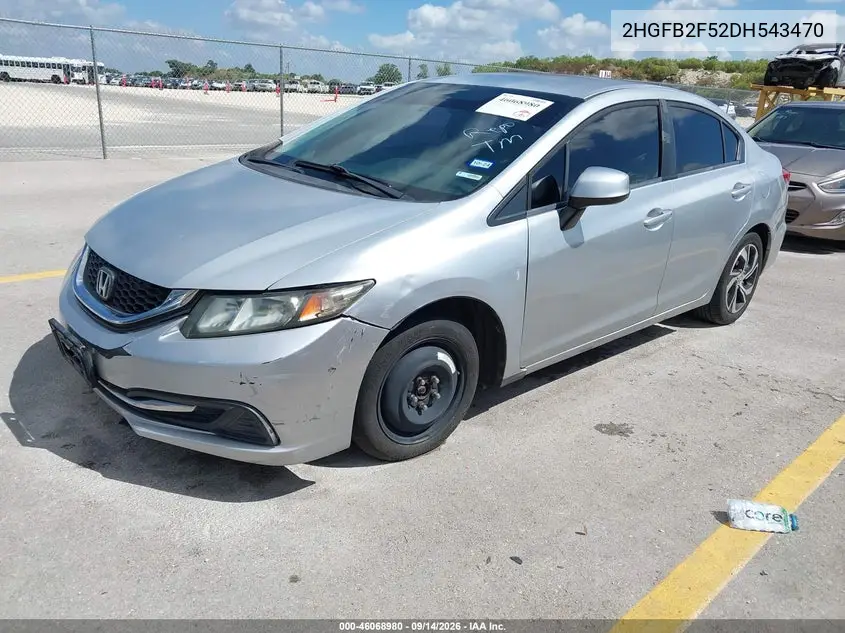 2013 HONDA CIVIC VIN 2HGFB2F52DH543470 — фото 2
