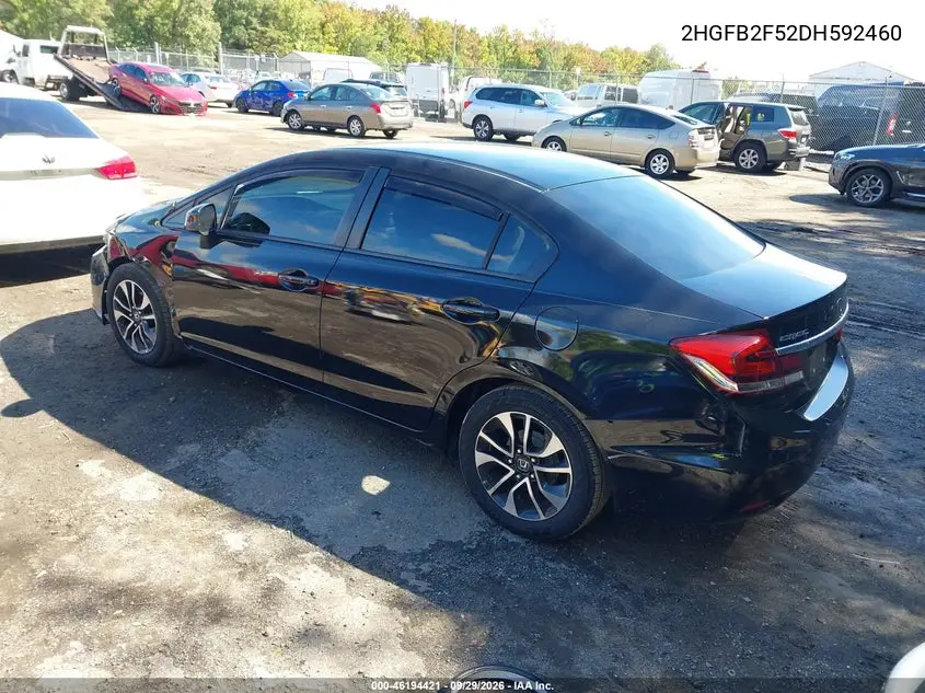 2013 HONDA CIVIC VIN 2HGFB2F52DH592460 — фото 3