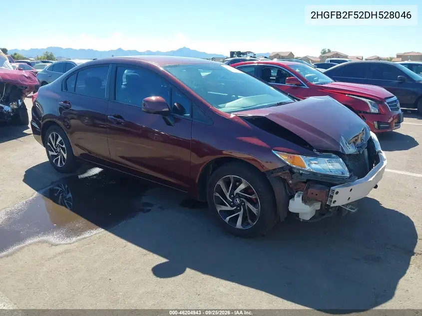 HONDA CIVIC 2013, VIN 2HGFB2F52DH528046
