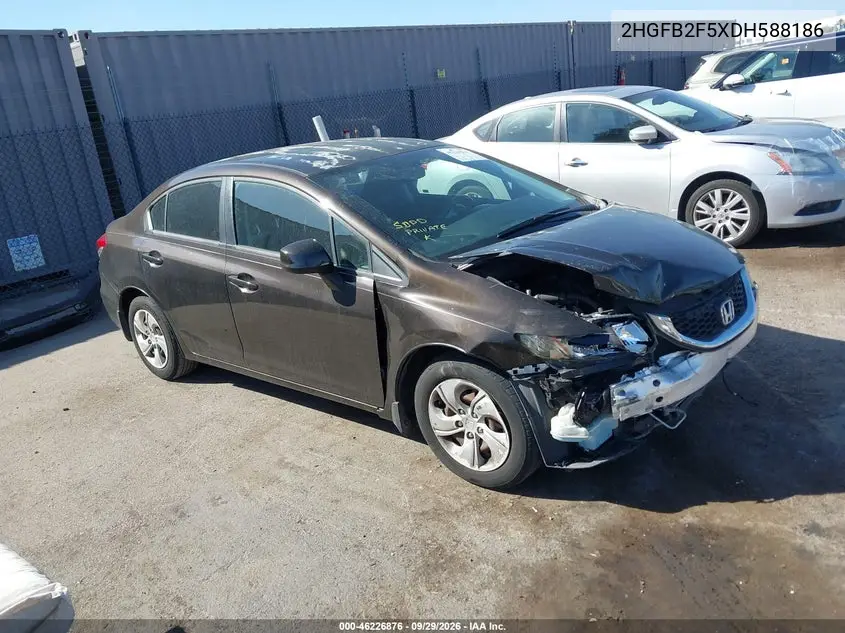 HONDA CIVIC 2013, VIN 2HGFB2F5XDH588186