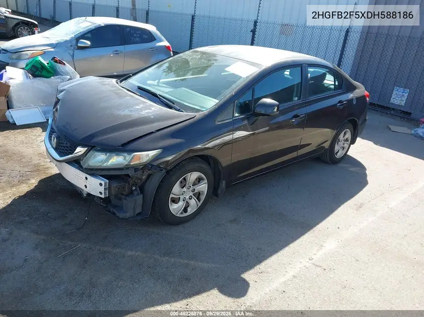 2013 HONDA CIVIC VIN 2HGFB2F5XDH588186 — фото 2
