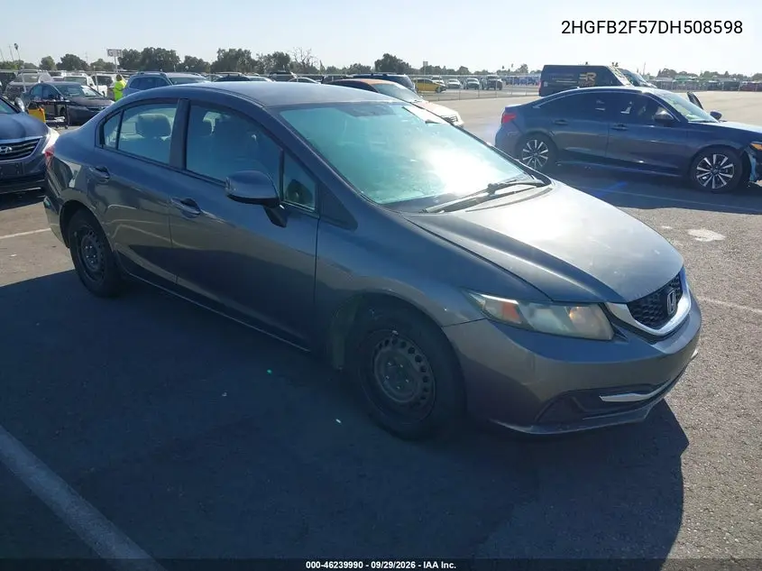HONDA CIVIC 2013, VIN 2HGFB2F57DH508598