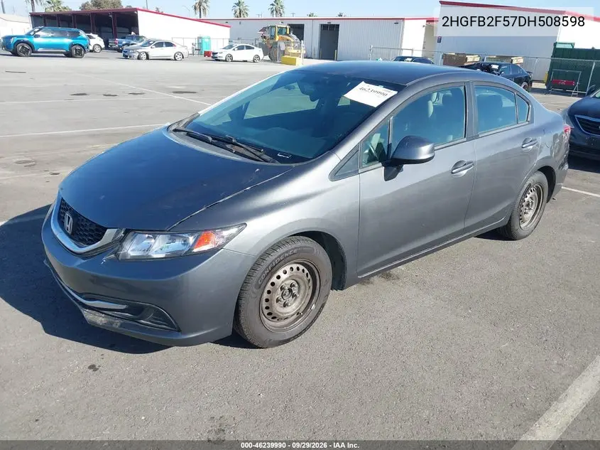 2013 HONDA CIVIC VIN 2HGFB2F57DH508598 — фото 2