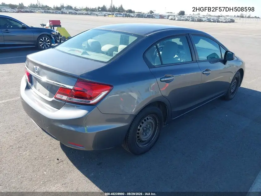 2013 HONDA CIVIC VIN 2HGFB2F57DH508598 — фото 4