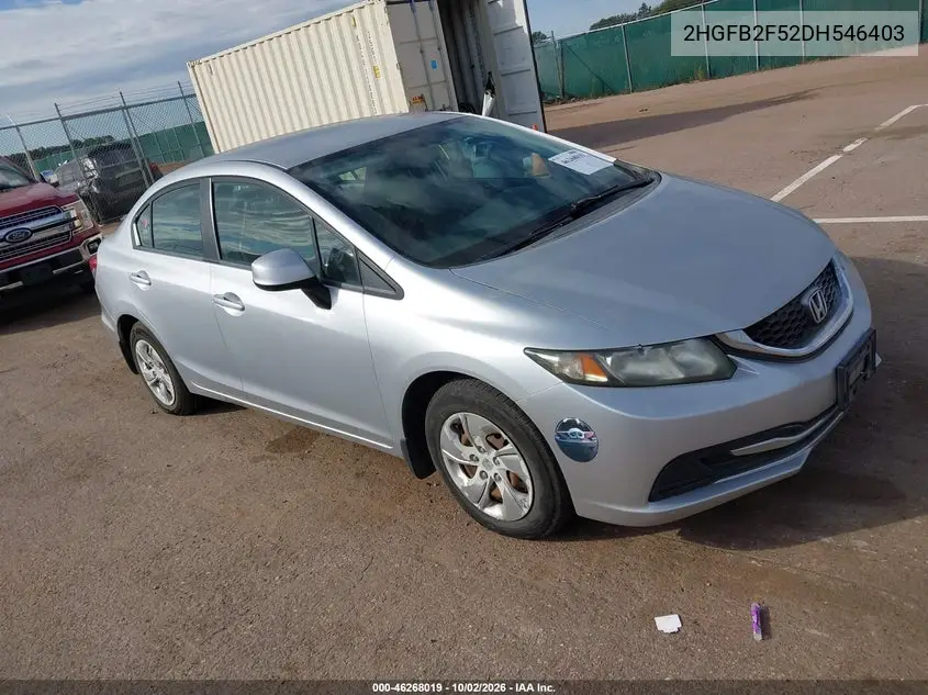 HONDA CIVIC 2013, VIN 2HGFB2F52DH546403
