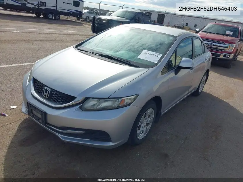 2013 HONDA CIVIC VIN 2HGFB2F52DH546403 — фото 2