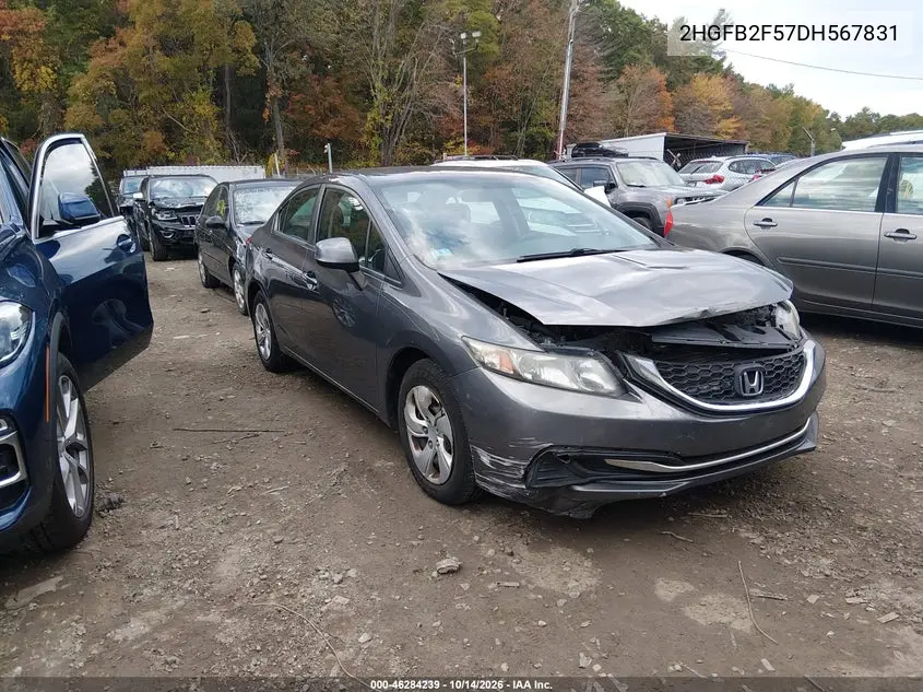 HONDA CIVIC 2013, VIN 2HGFB2F57DH567831