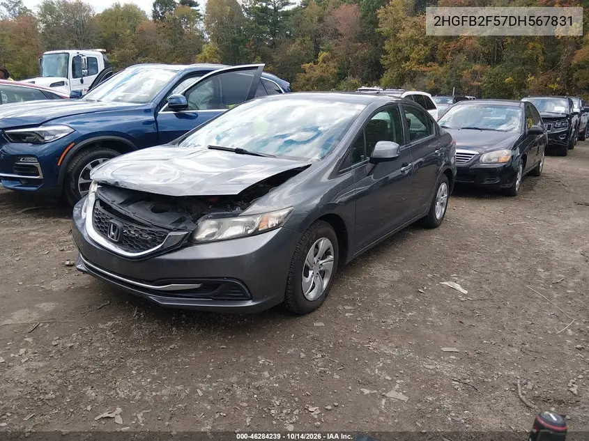 2013 HONDA CIVIC VIN 2HGFB2F57DH567831 — фото 2