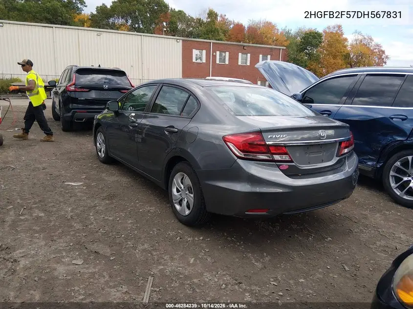 2013 HONDA CIVIC VIN 2HGFB2F57DH567831 — фото 3