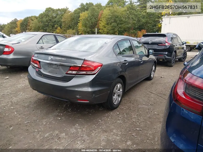 2013 HONDA CIVIC VIN 2HGFB2F57DH567831 — фото 4