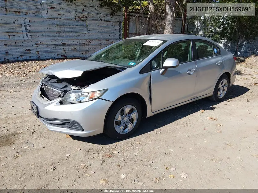 2013 HONDA CIVIC VIN 2HGFB2F5XDH559691 — фото 2