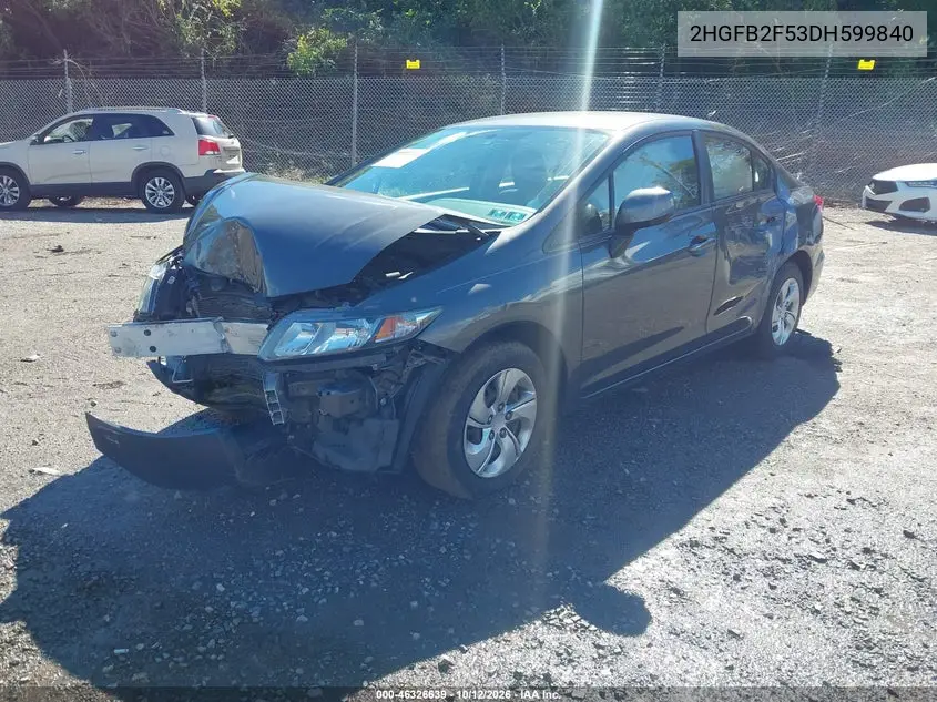 2013 HONDA CIVIC VIN 2HGFB2F53DH599840 — фото 2