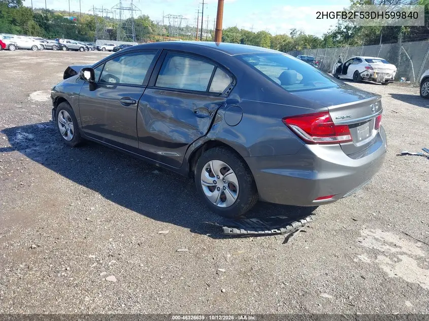 2013 HONDA CIVIC VIN 2HGFB2F53DH599840 — фото 3