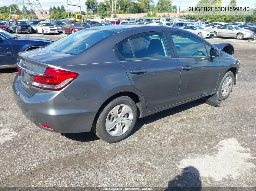 2013 HONDA CIVIC VIN 2HGFB2F53DH599840 — фото 4