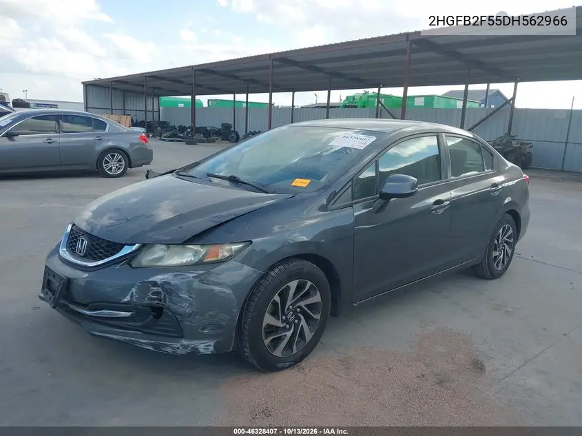 2013 HONDA CIVIC VIN 2HGFB2F55DH562966 — фото 2