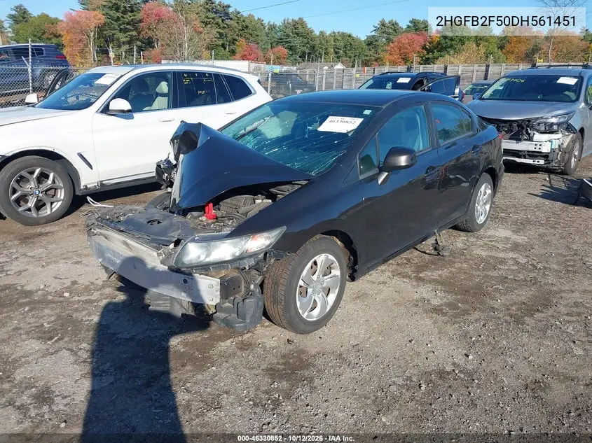 2013 HONDA CIVIC VIN 2HGFB2F50DH561451 — фото 2