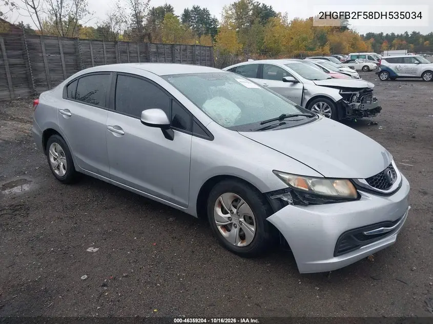 HONDA CIVIC 2013, VIN 2HGFB2F58DH535034