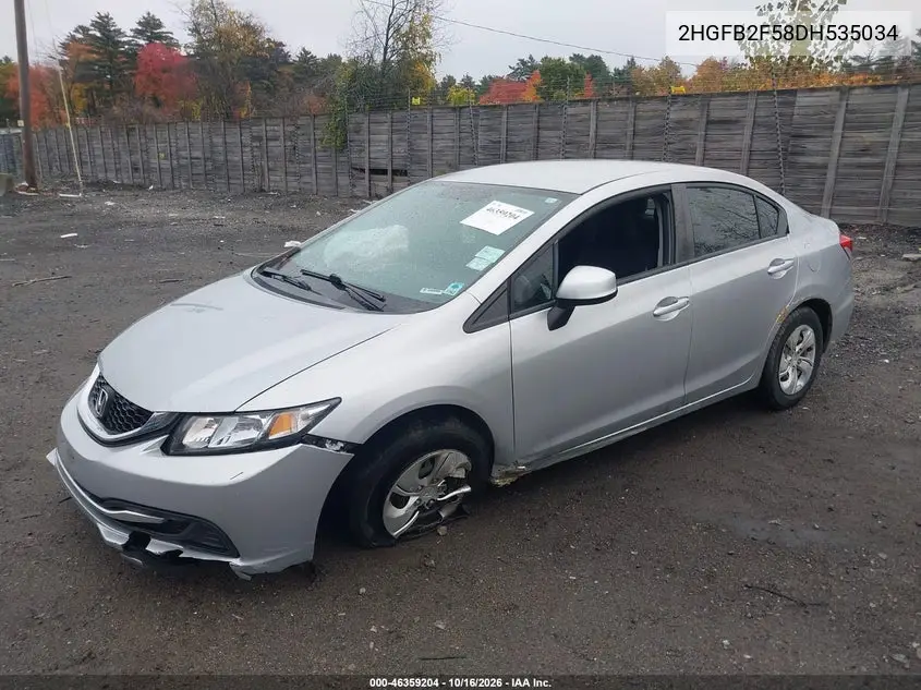 2013 HONDA CIVIC VIN 2HGFB2F58DH535034 — фото 2