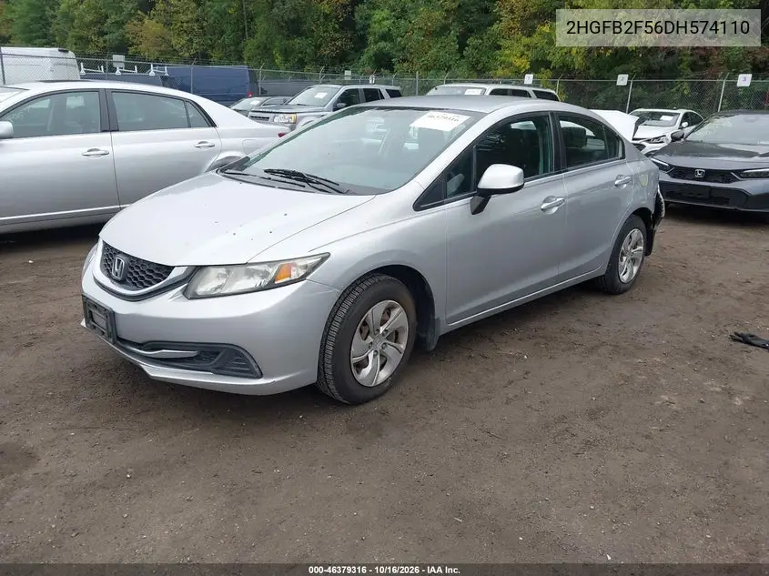 2013 HONDA CIVIC VIN 2HGFB2F56DH574110 — фото 2