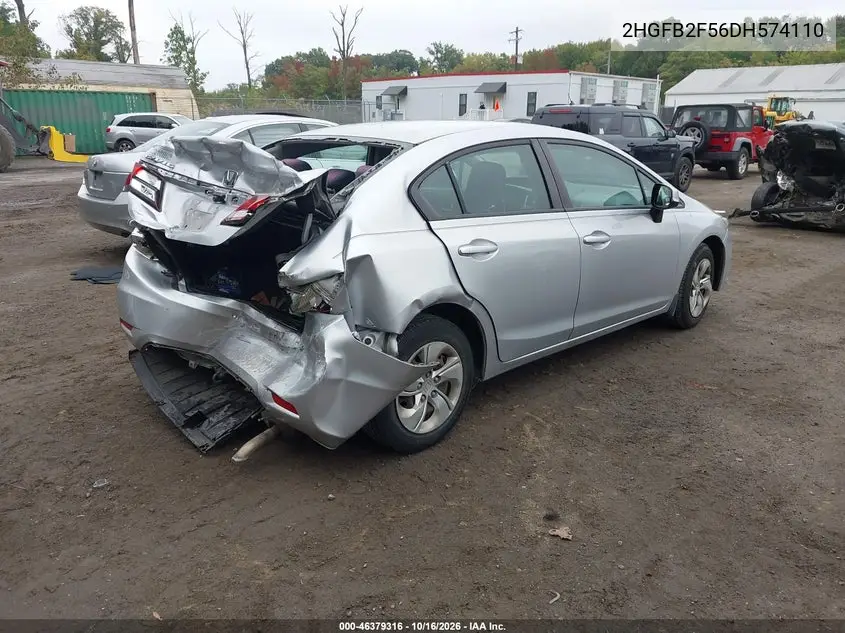 2013 HONDA CIVIC VIN 2HGFB2F56DH574110 — фото 4