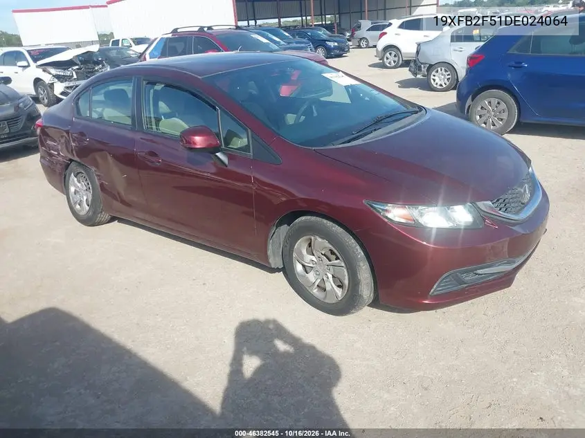 HONDA CIVIC 2013, VIN 19XFB2F51DE024064