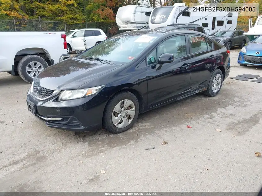 2013 HONDA CIVIC VIN 2HGFB2F5XDH594005 — фото 2