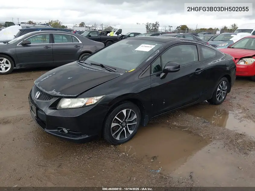 2013 HONDA CIVIC VIN 2HGFG3B03DH502055 — фото 2