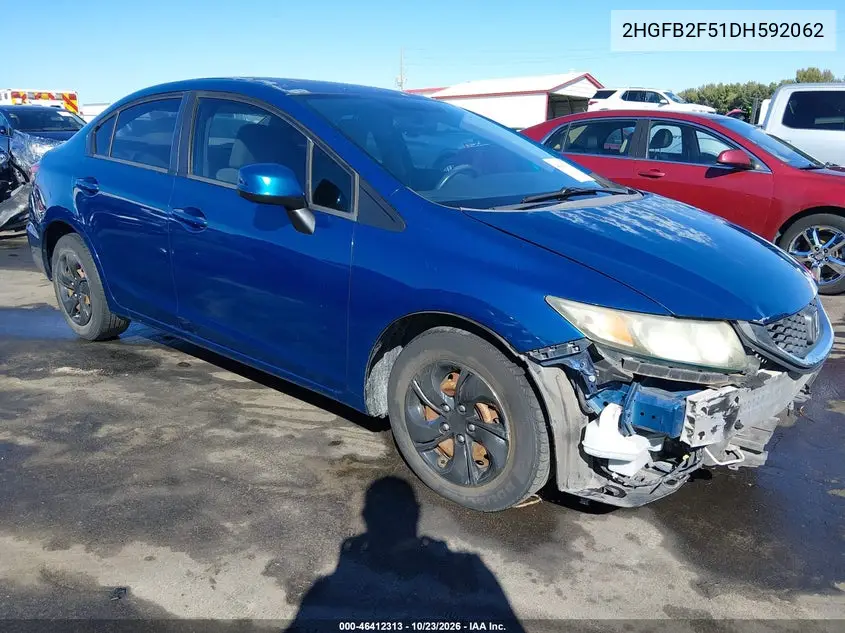 HONDA CIVIC 2013, VIN 2HGFB2F51DH592062