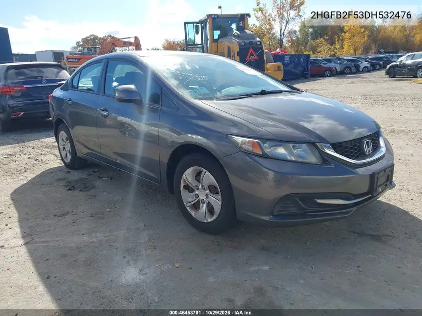 HONDA CIVIC 2013, VIN 2HGFB2F53DH532476
