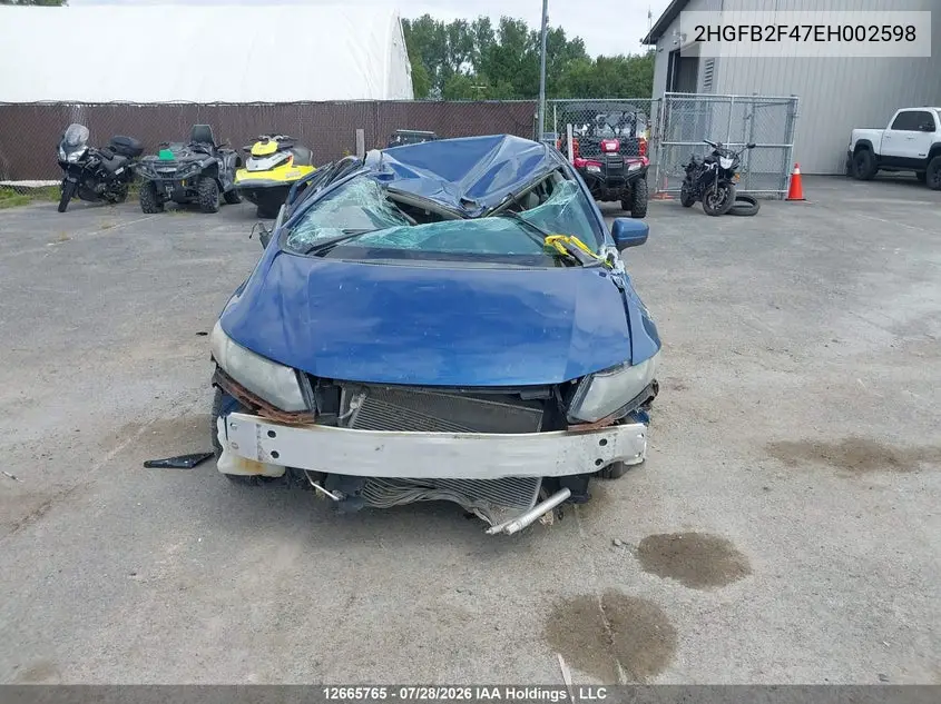 2014 HONDA CIVIC VIN 2HGFB2F47EH002598 — фото 11