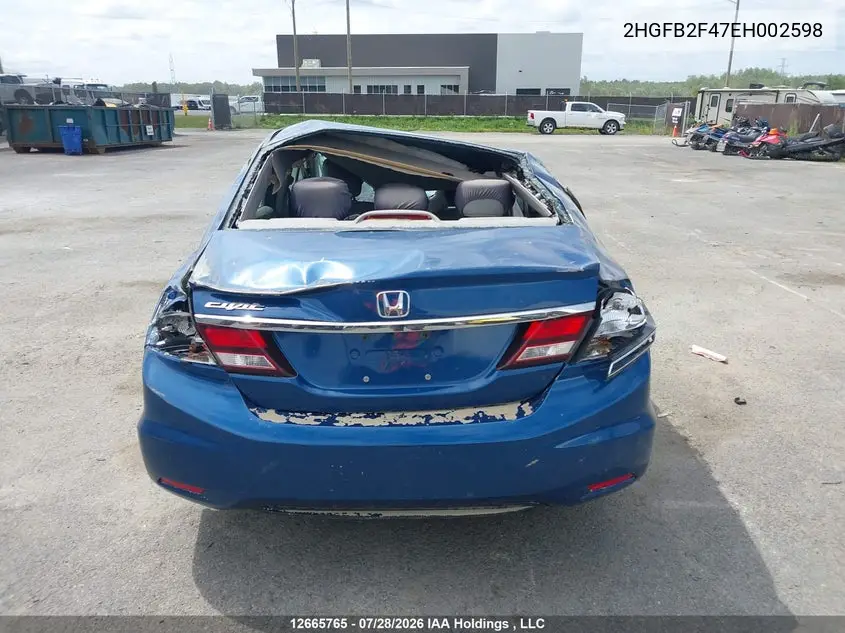 2014 HONDA CIVIC VIN 2HGFB2F47EH002598 — фото 15