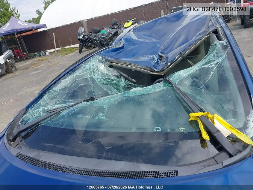 2014 HONDA CIVIC VIN 2HGFB2F47EH002598 — фото 16