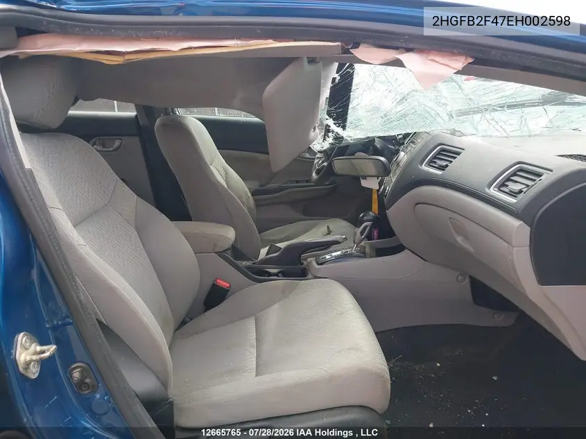 2014 HONDA CIVIC VIN 2HGFB2F47EH002598 — фото 5