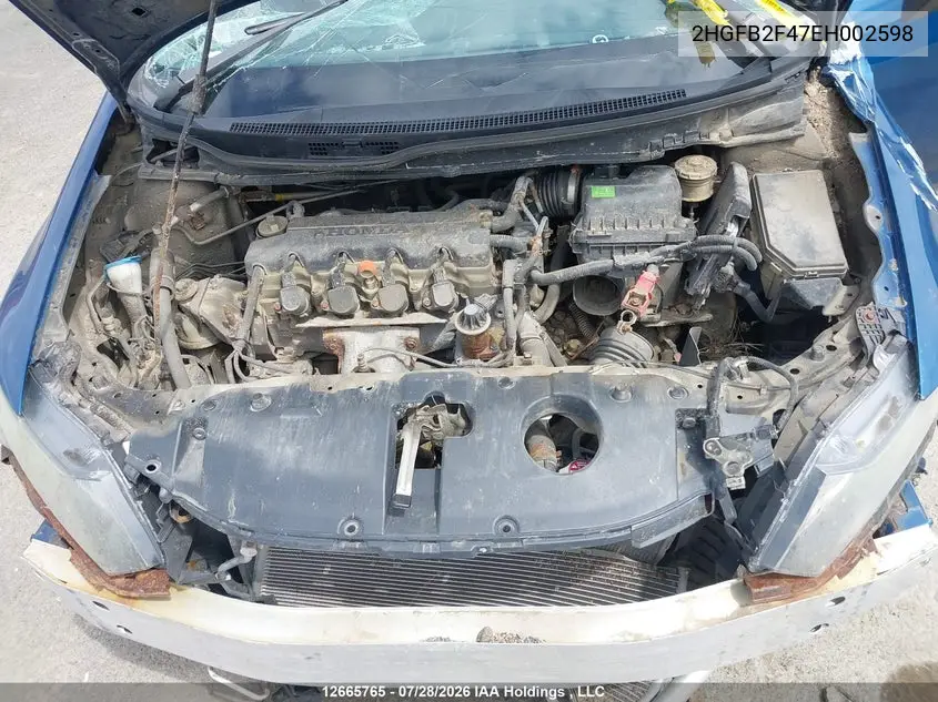 2014 HONDA CIVIC VIN 2HGFB2F47EH002598 — фото 9