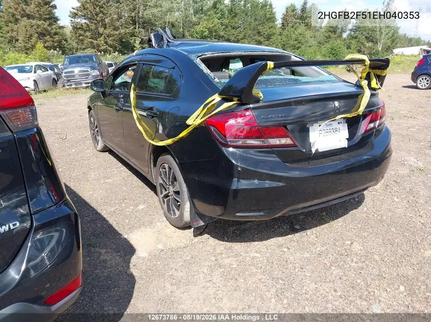 2014 HONDA CIVIC VIN 2HGFB2F51EH040353 — фото 3