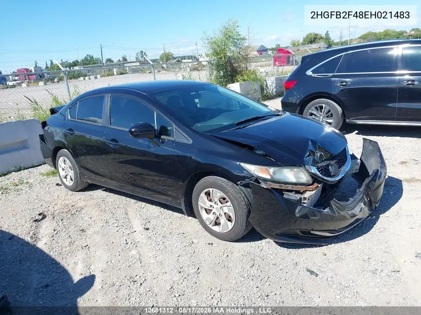 HONDA CIVIC 2014, VIN 2HGFB2F48EH021483