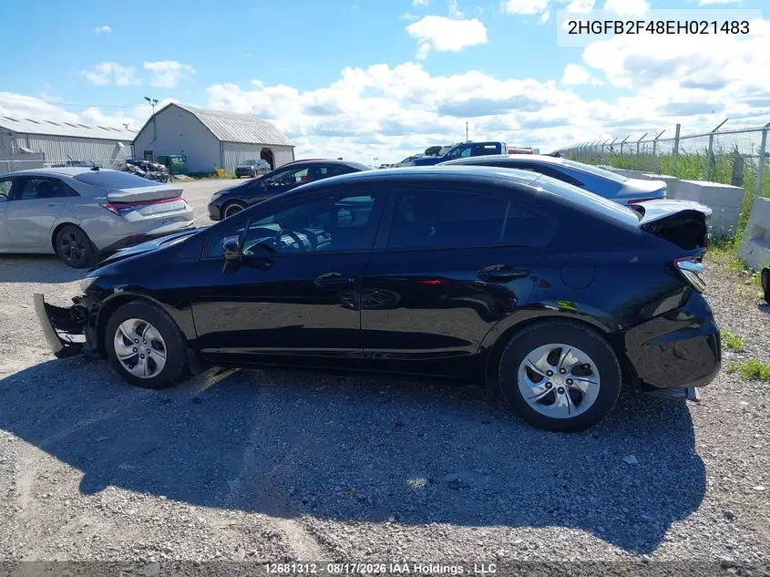 2014 HONDA CIVIC VIN 2HGFB2F48EH021483 — фото 13