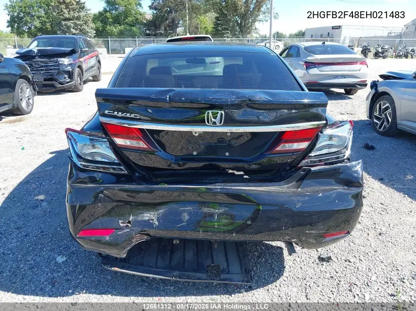 2014 HONDA CIVIC VIN 2HGFB2F48EH021483 — фото 15