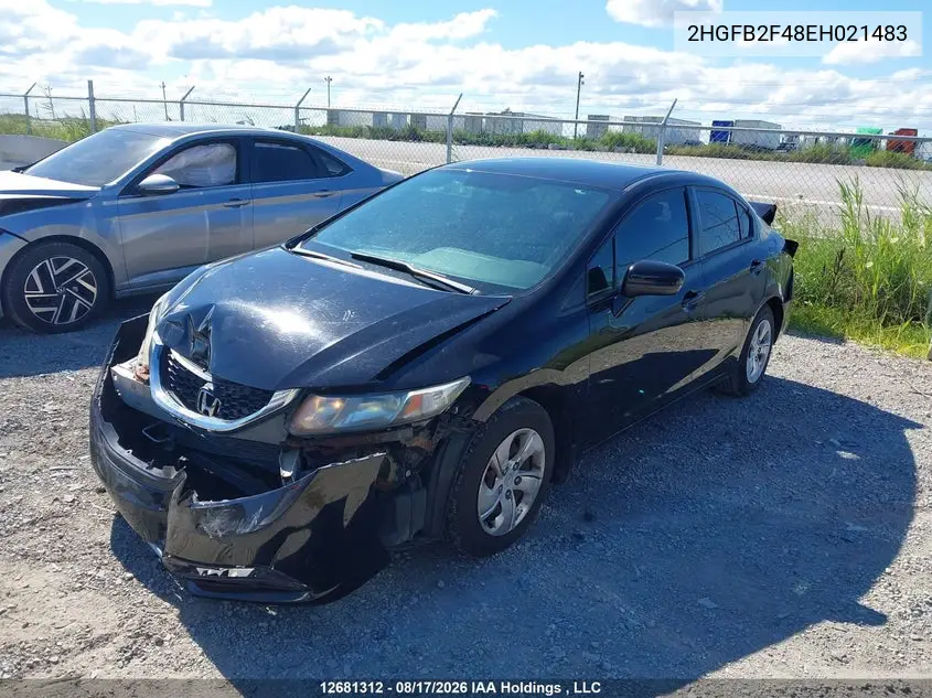 2014 HONDA CIVIC VIN 2HGFB2F48EH021483 — фото 2