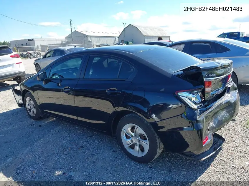 2014 HONDA CIVIC VIN 2HGFB2F48EH021483 — фото 3