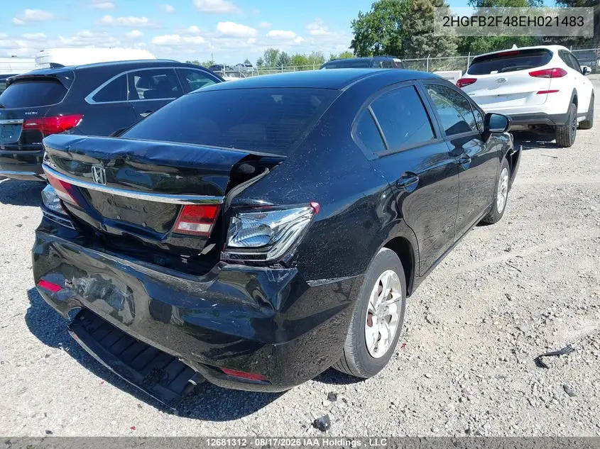 2014 HONDA CIVIC VIN 2HGFB2F48EH021483 — фото 4