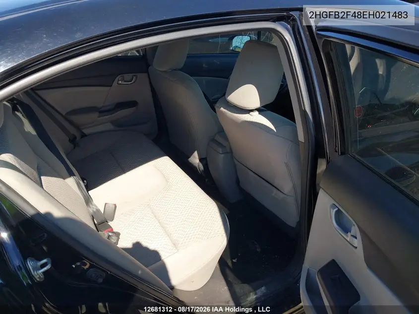 2014 HONDA CIVIC VIN 2HGFB2F48EH021483 — фото 8