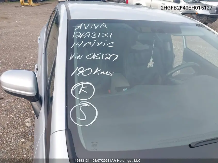 2014 HONDA CIVIC VIN 2HGFB2F40EH015127 — фото 17