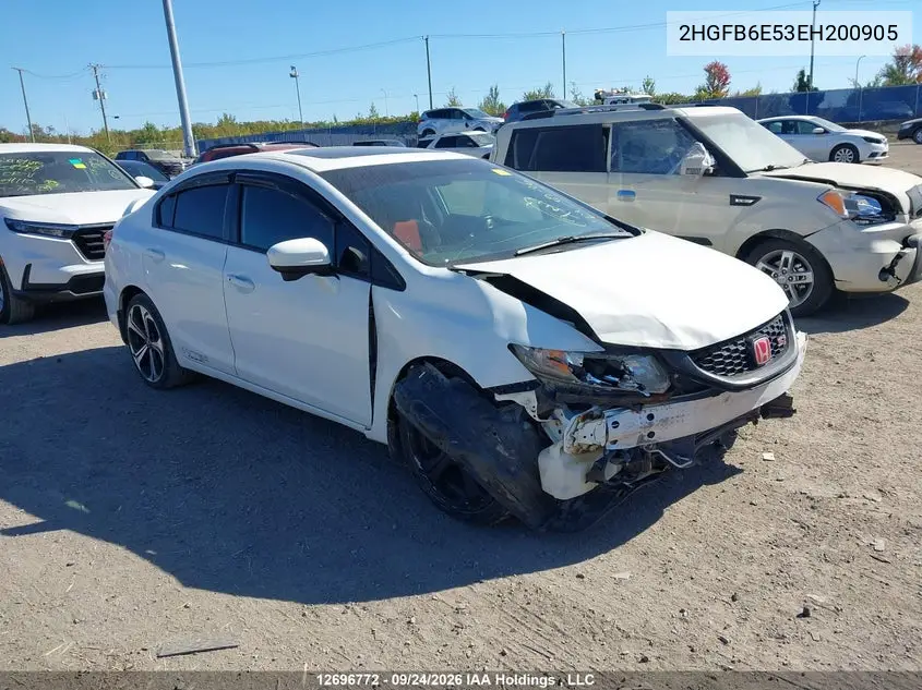 HONDA CIVIC 2014, VIN 2HGFB6E53EH200905